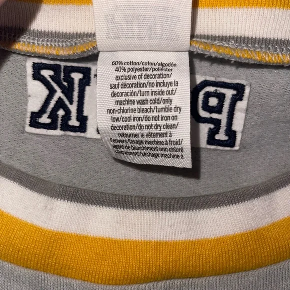 PINK ~ University of Michigan Crewneck Pullover in Gray with Navy and Ye… - Picture 11 of 12